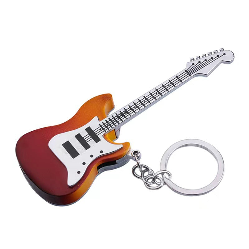 Creative Guitar Shape Inflatable Flame Lighter Personalized Key Chain