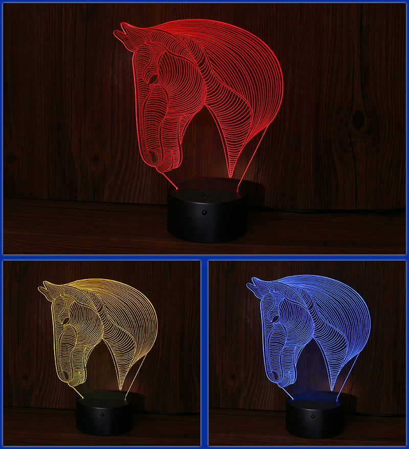 luces de noche LED de cabeza de caballo