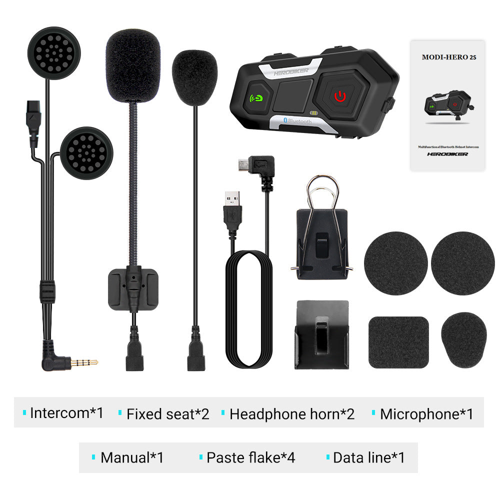 HEROBIKER Motocicleta Intercom Casco Auriculares Casco Altavoz impermeable Interphone Moto Auriculares Inalámbrico Intercomunicador 1200M