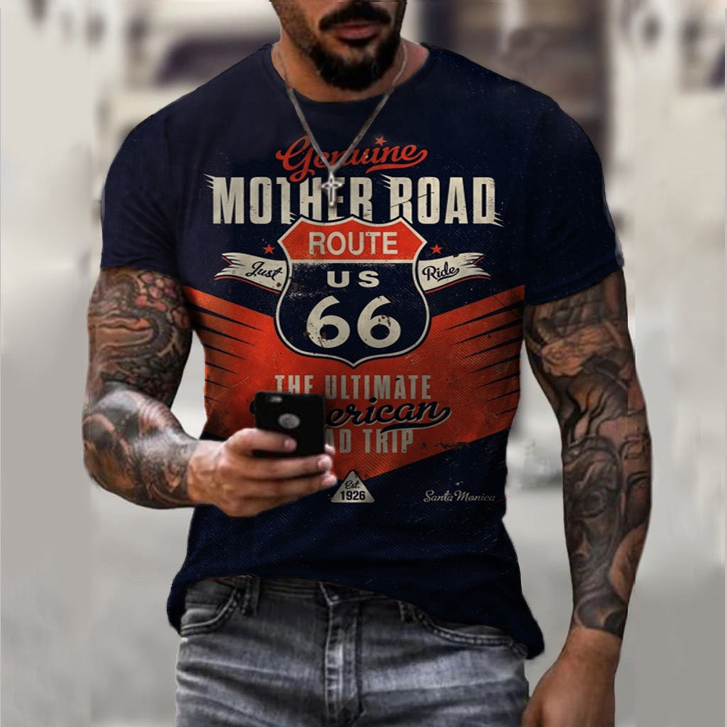 3D Digital Printing Street Fashion Men's Sports Short Sleeve