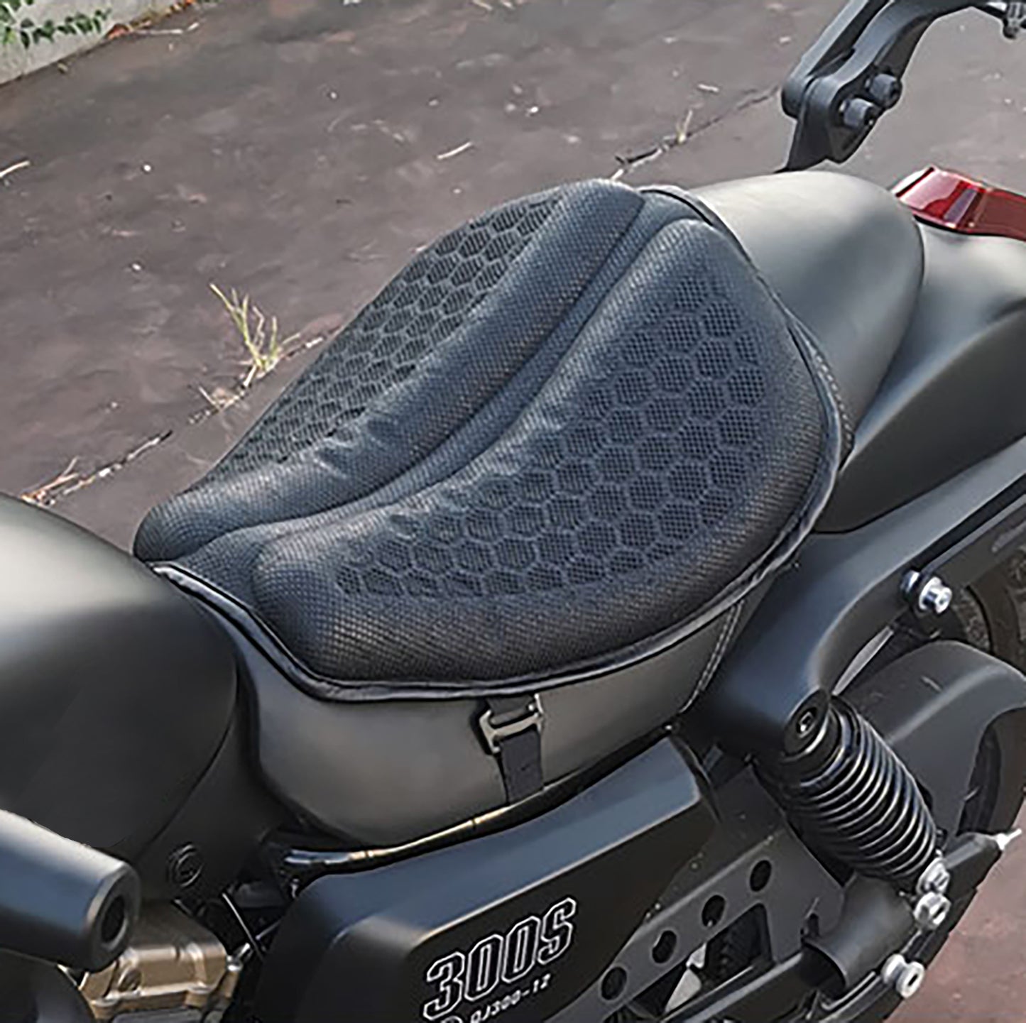 Cojín para motocicleta con absorción de impactos engrosado, resistente al sol y transpirable.