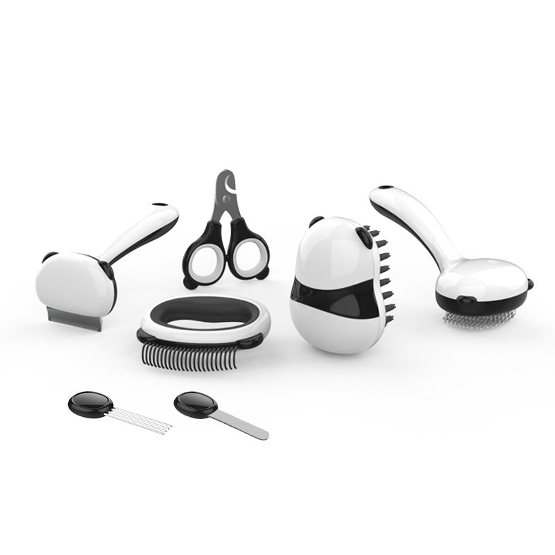 Panda Model Pet Grooming Cat Comb Juego de cepillos de baño