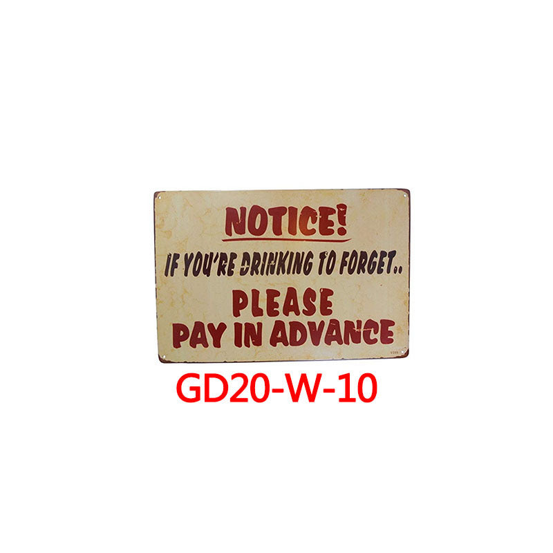 Tin painting bar clothing store home wall decoration