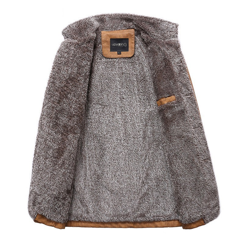 Men's Fashion Lapel Plush Leather Jacket