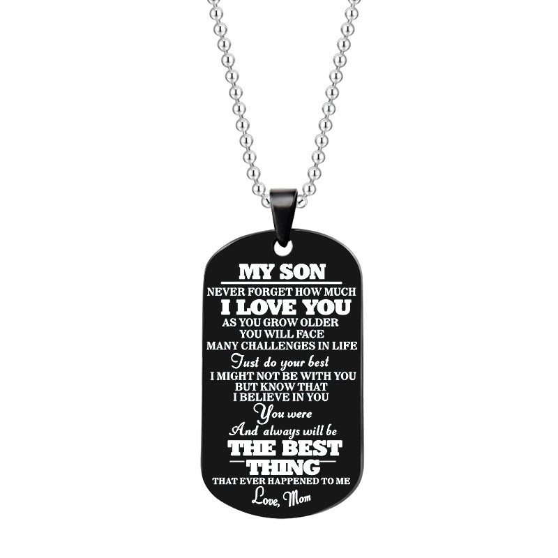 Stainless Steel Tag Necklace Key Ring