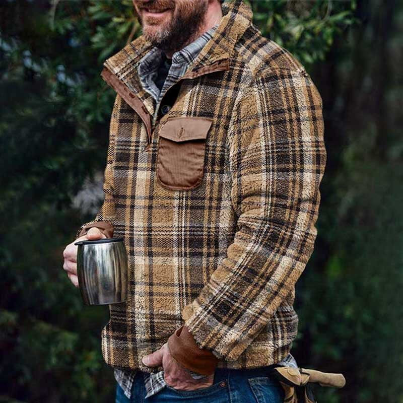 Autumn And Winter Casual Button Pocket Flannel Plush Men's Sweater