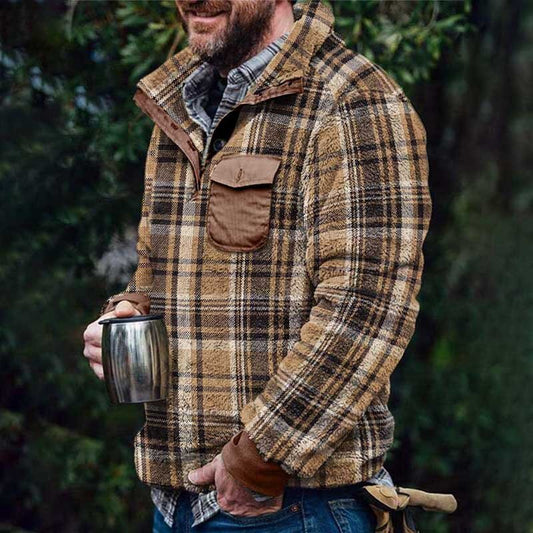 Autumn And Winter Casual Button Pocket Flannel Plush Men's Sweater