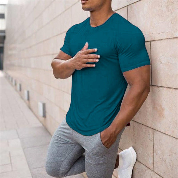 Loose Round Neck Solid Color Short Sleeve Men's T-shirt
