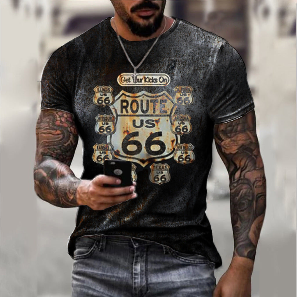 3D Digital Printing Street Fashion Men's Sports Short Sleeve