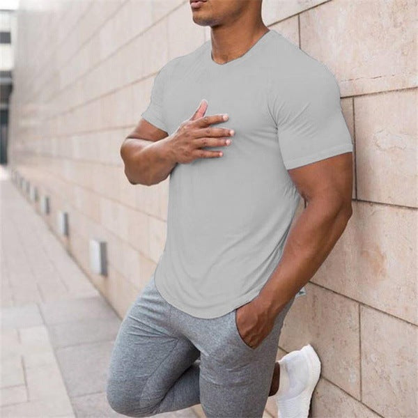 Loose Round Neck Solid Color Short Sleeve Men's T-shirt