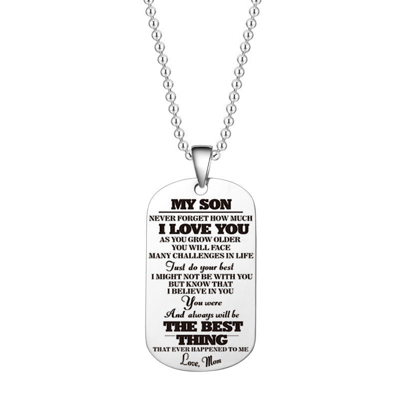 Stainless Steel Tag Necklace Key Ring