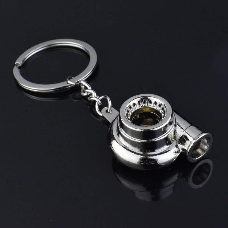 Creative Gift Car Modification Turbocharged Metal Keychain Blower Blower Key Ring Chain Ring Pendant