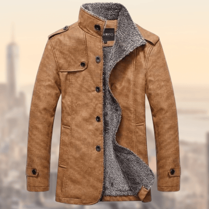 Men's Fashion Lapel Plush Leather Jacket