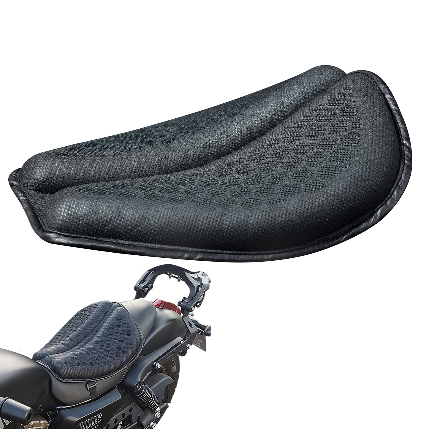 Cojín para motocicleta con absorción de impactos engrosado, resistente al sol y transpirable.